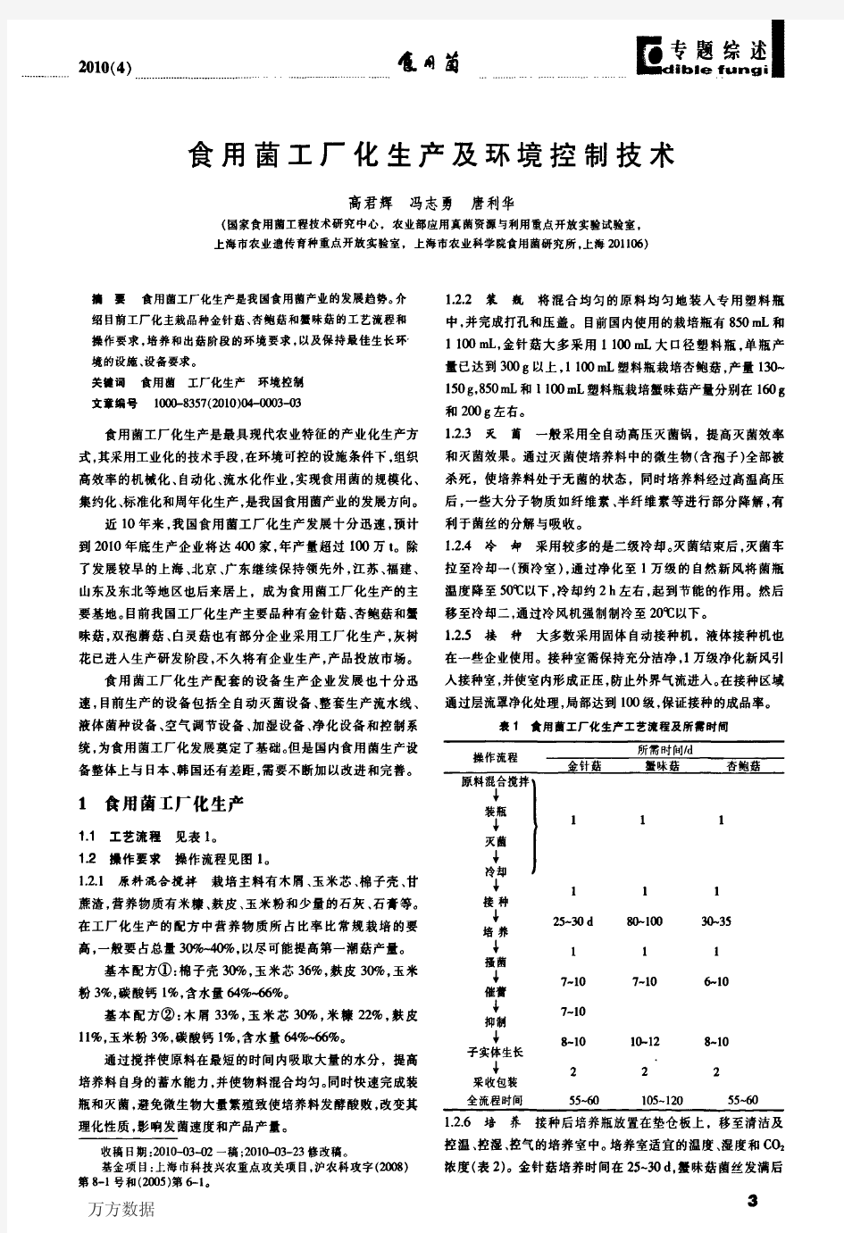 食用菌工厂化生产及环境控制技术