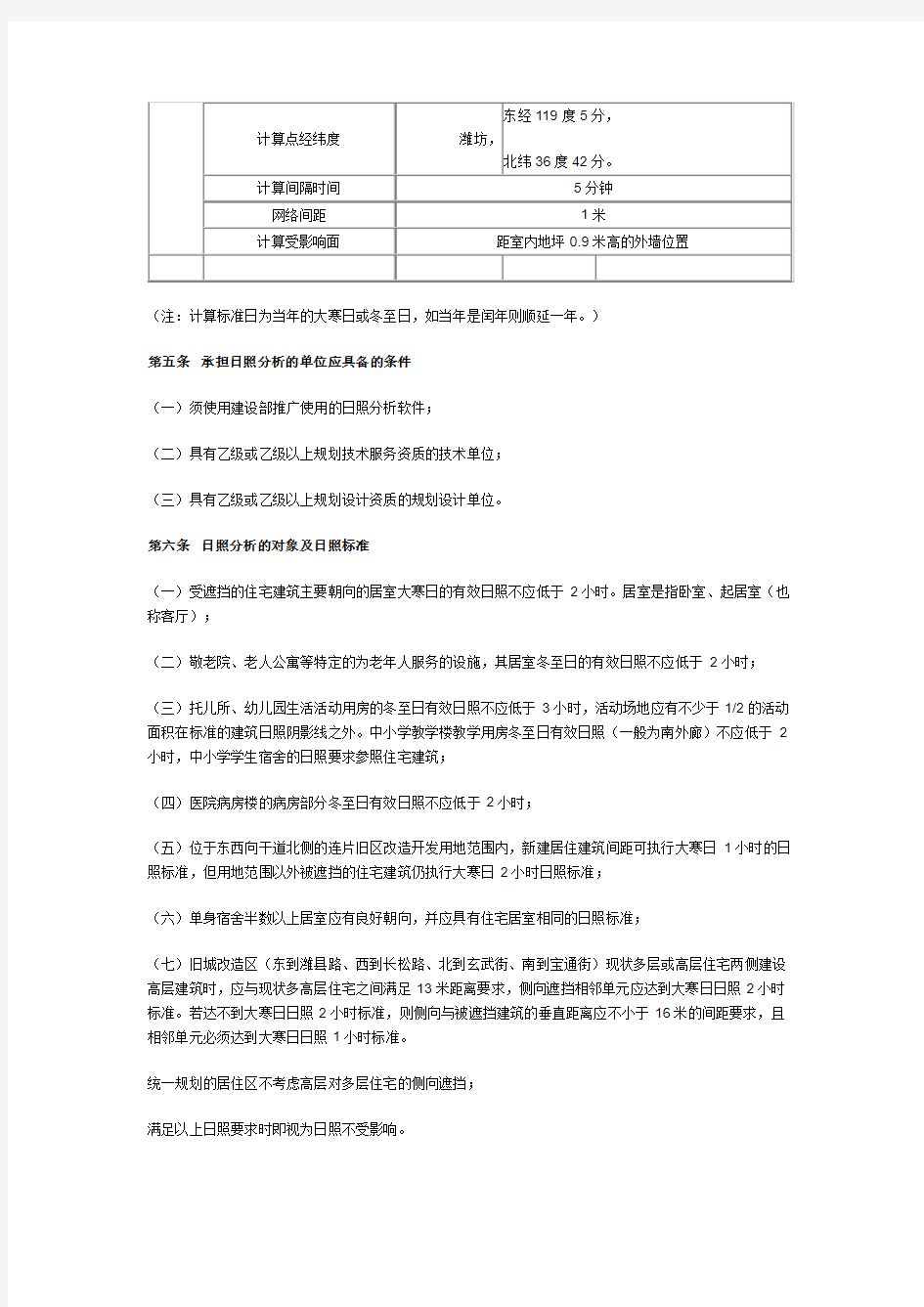 潍坊市日照分析技术管理暂行规定