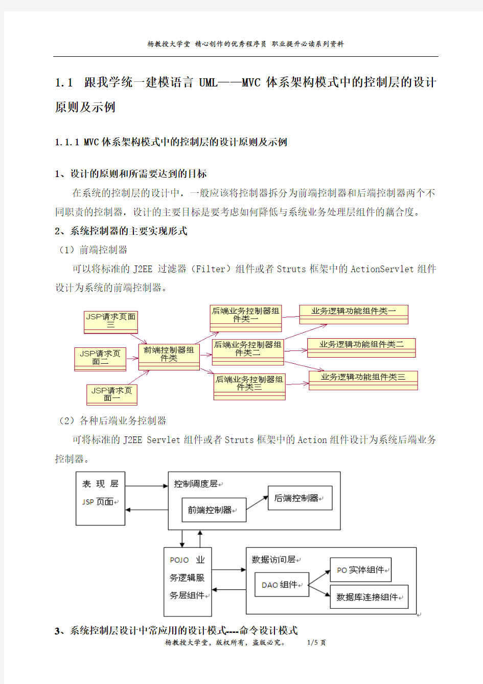 跟我学统一建模语言UML——MVC体系架构模式中的控制层的设计原则及示例