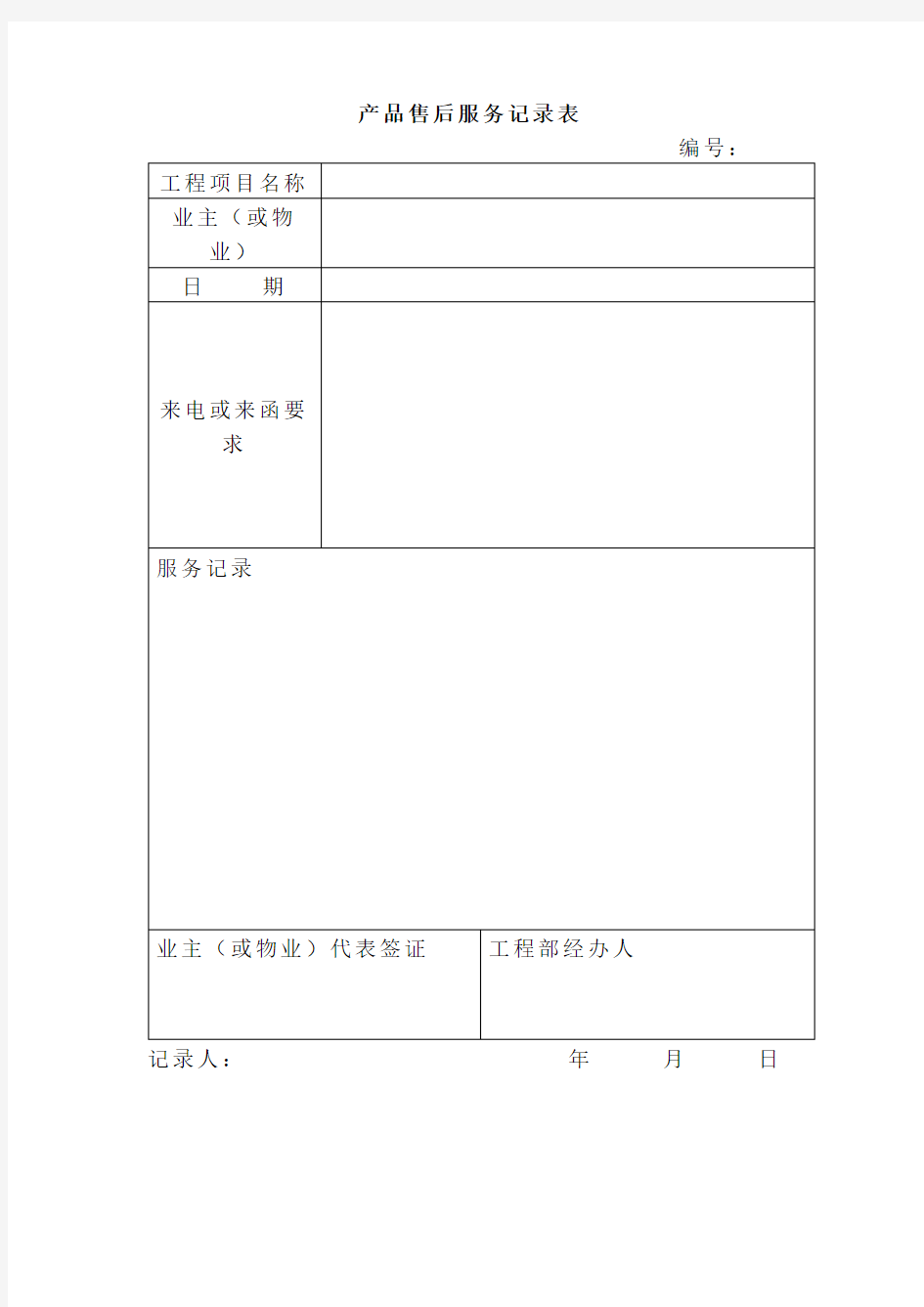 产品售后服务记录表 (2)