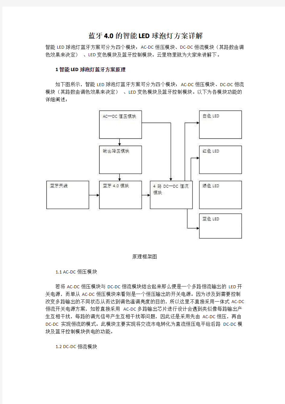 蓝牙4.0的智能LED球泡灯方案详解