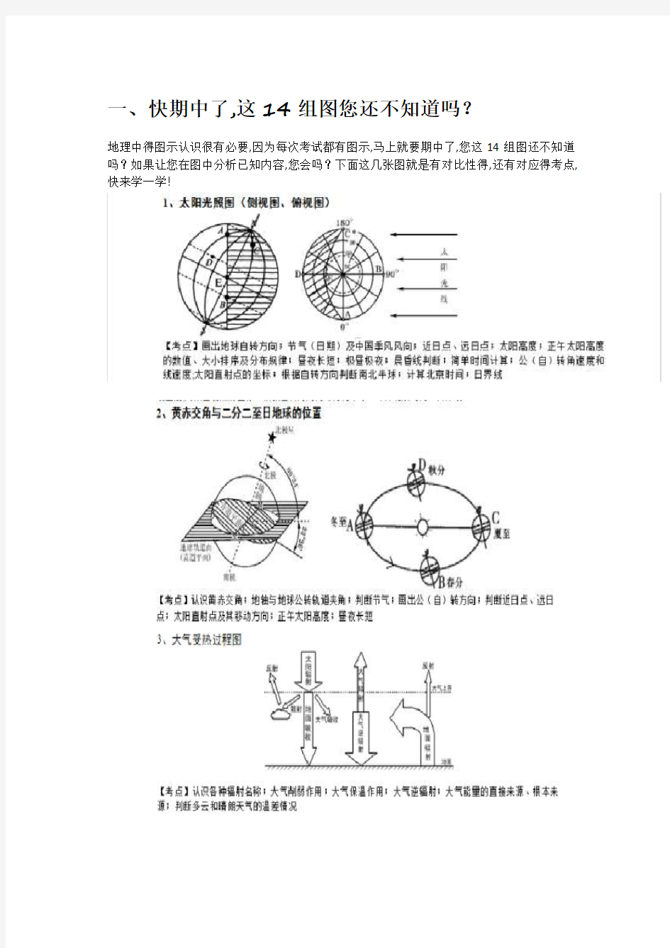 高中地理重要的十四个图及综合题答题技巧