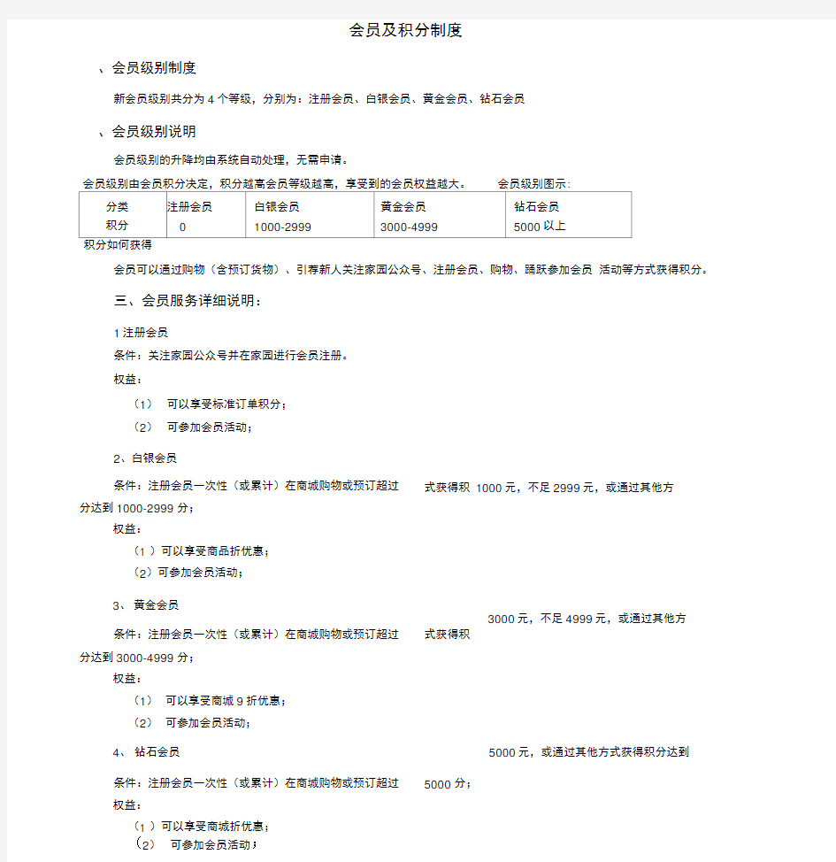 会员及积分制度