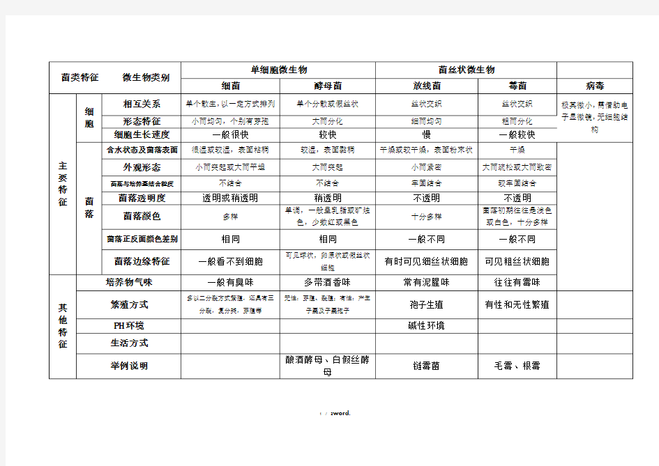 细菌、酵母菌、放线菌、霉菌比较#精选、