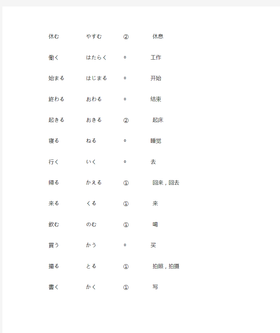 标日初级上册动词原形