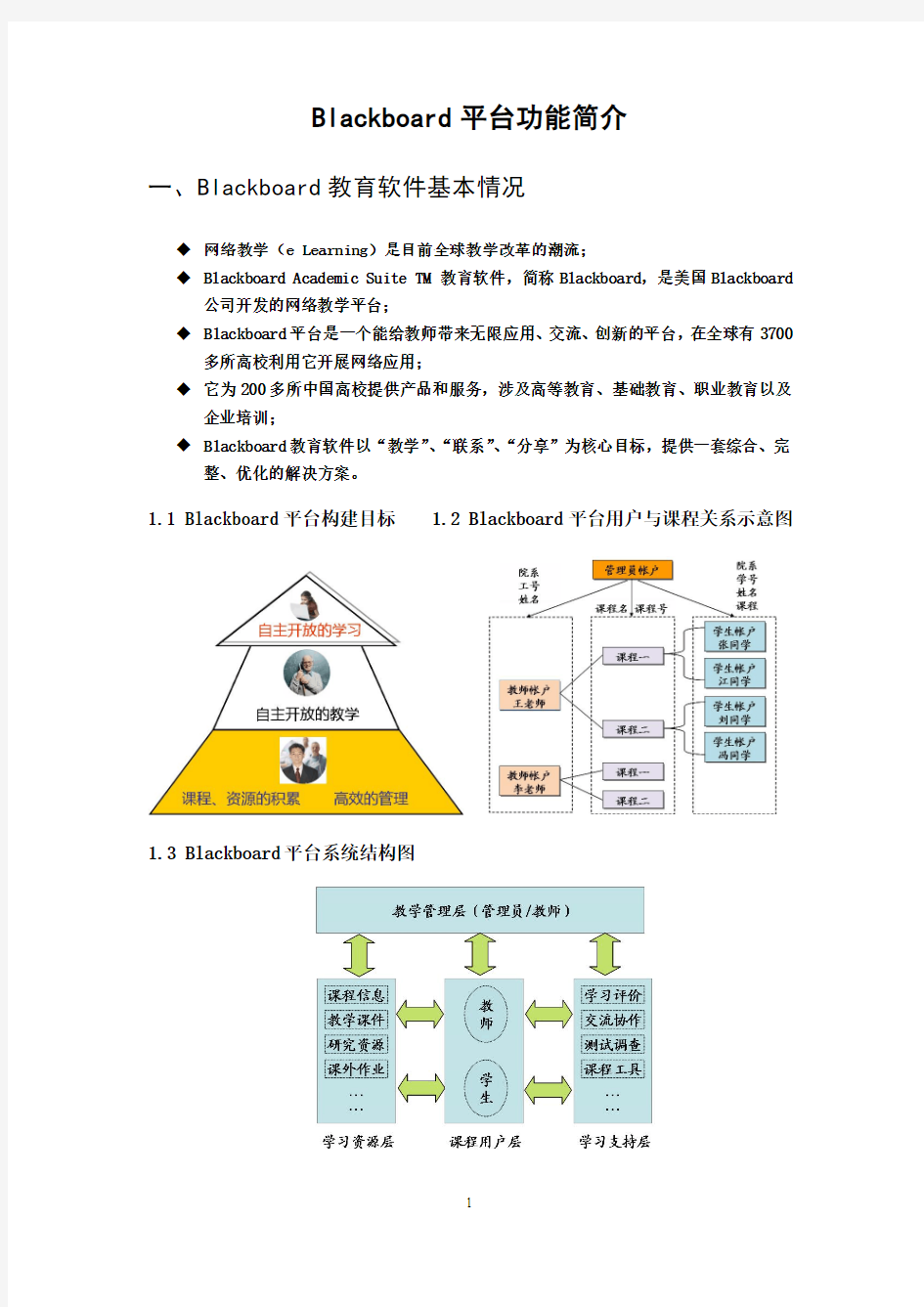 Blackboard平台功能简介