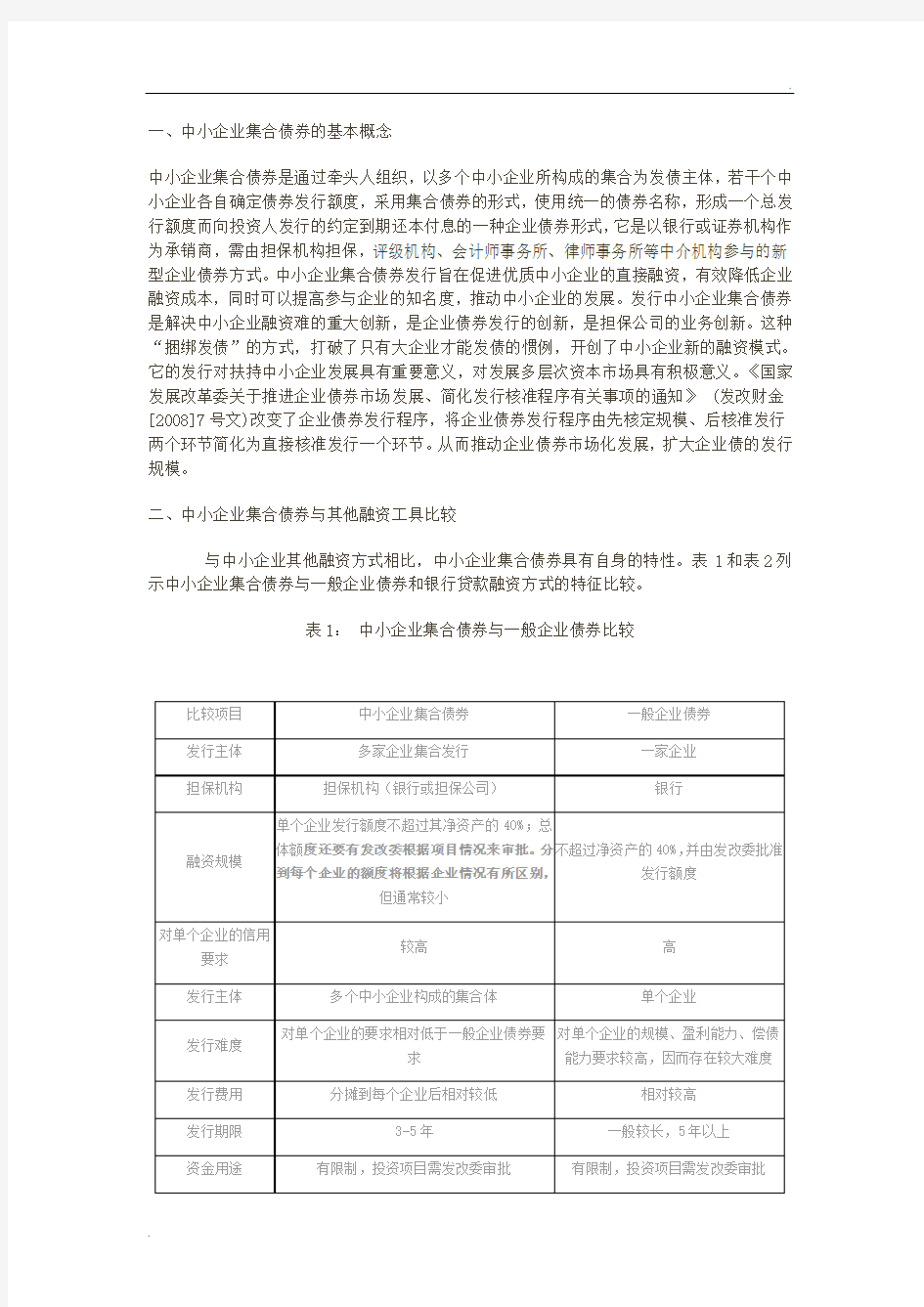 中小企业集合债券