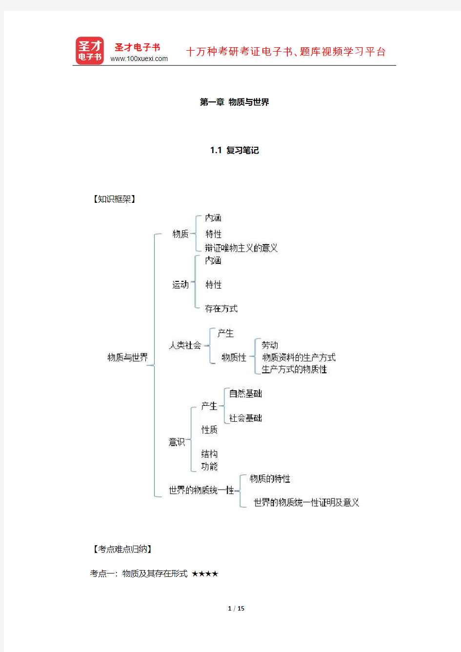 《辩证唯物主义和历史唯物主义原理》配套辅导书(物质与世界)【圣才出品】