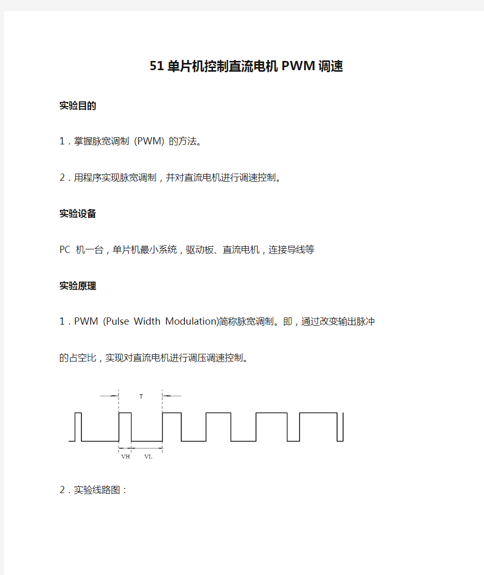 51单片机控制直流电机PWM调速