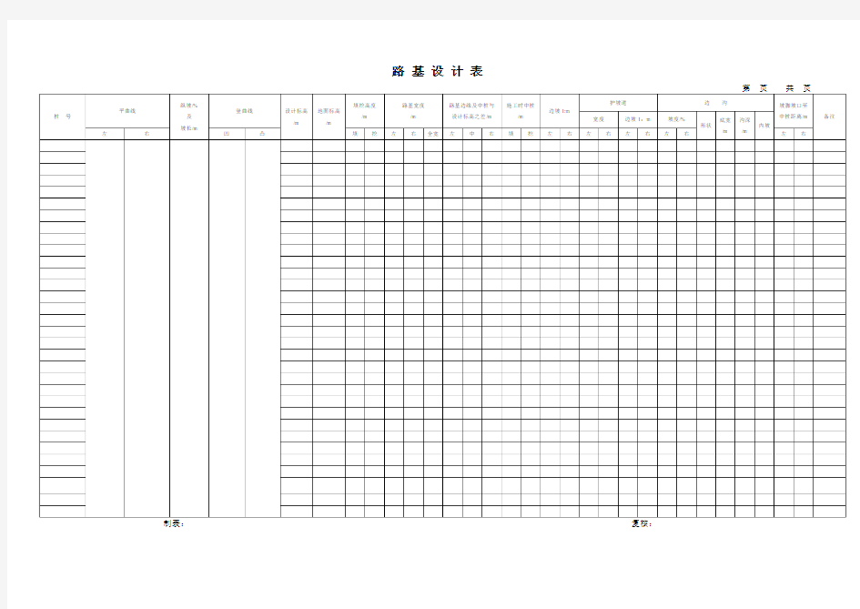 道路勘测设计路基设计表