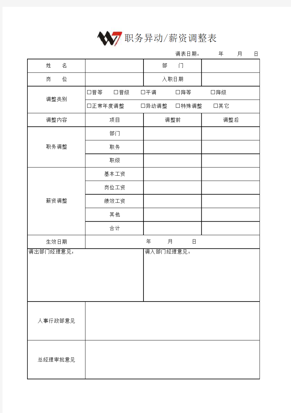 人事表单汇总