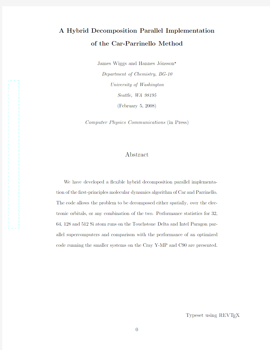 A Hybrid Decomposition Parallel Implementation of the Car-Parrinello Method