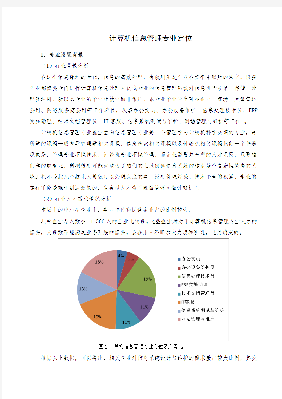 计算机信息管理专业定位