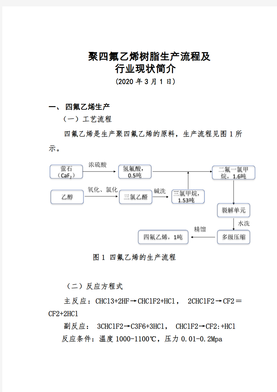 聚四氟乙烯树脂生产流程及行业现状