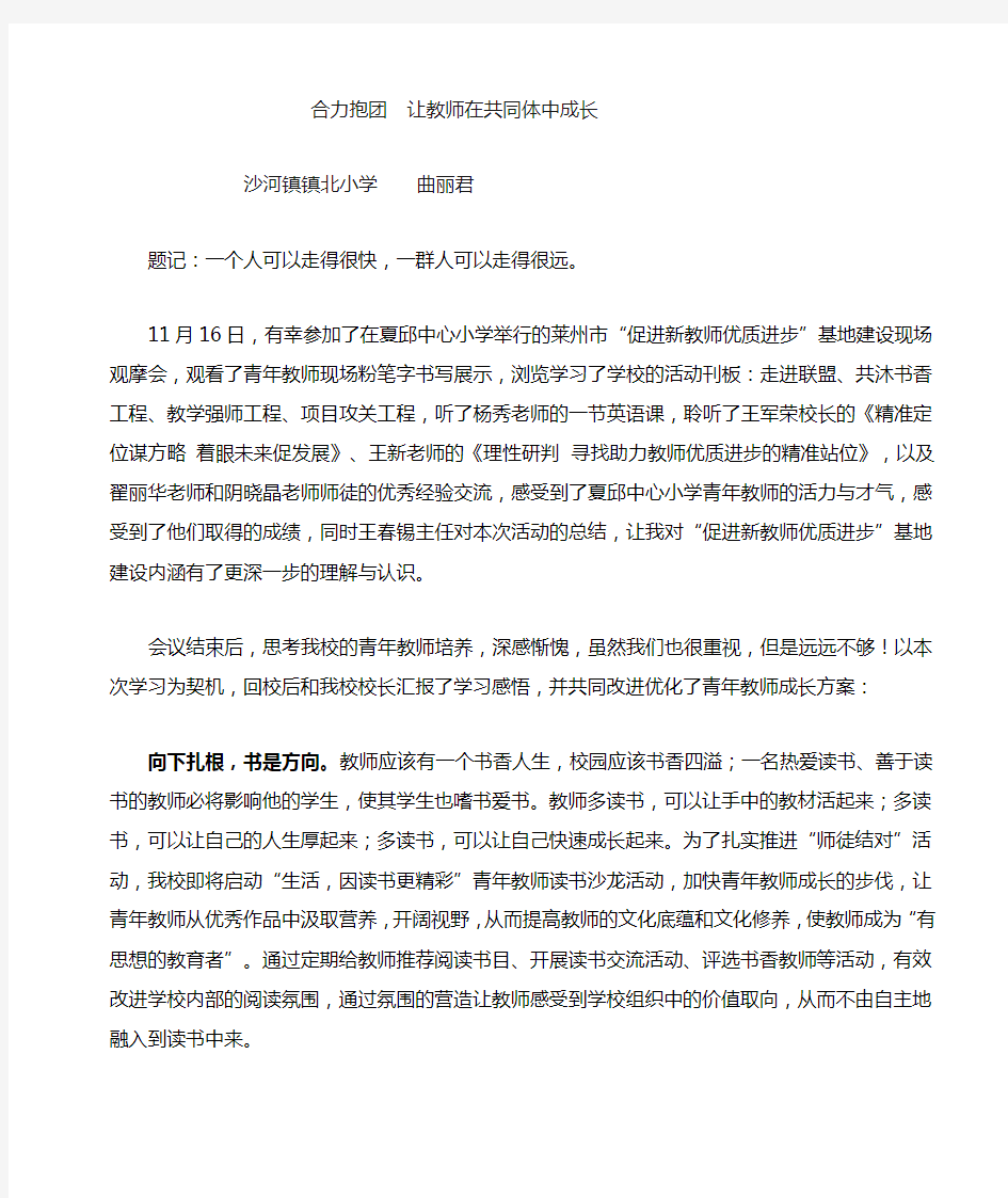 合力抱团,让教师在共同体中成长