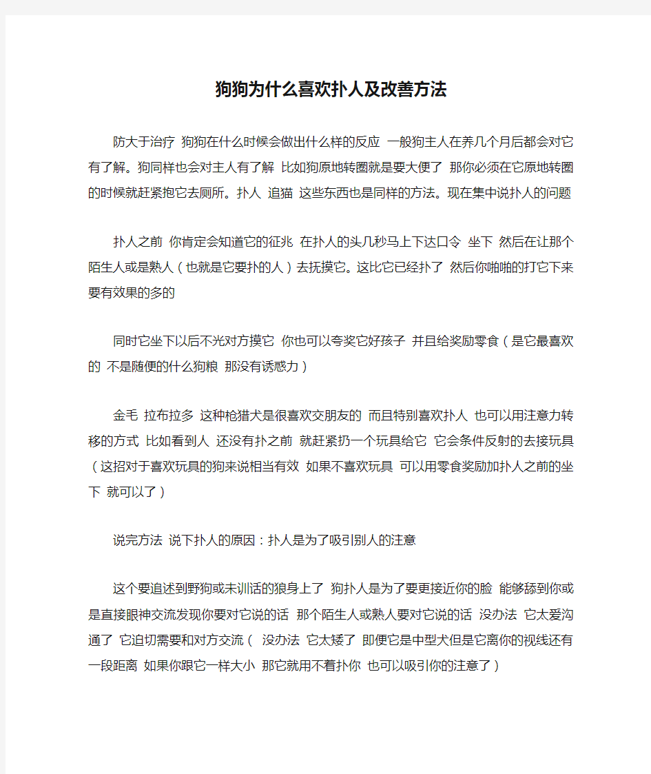 狗狗为什么喜欢扑人及改善方法