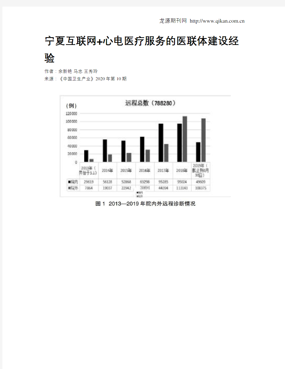 宁夏互联网+心电医疗服务的医联体建设经验