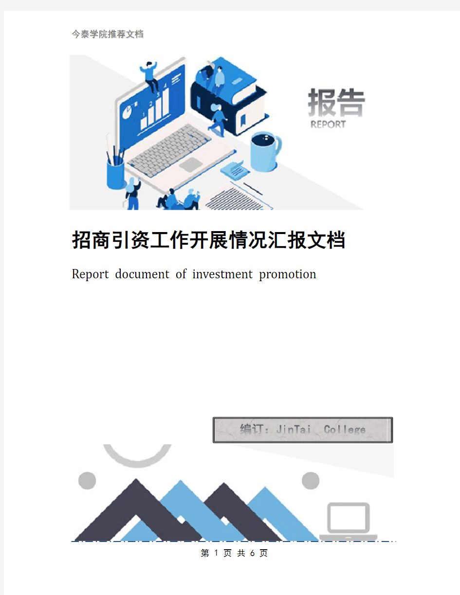 招商引资工作开展情况汇报文档