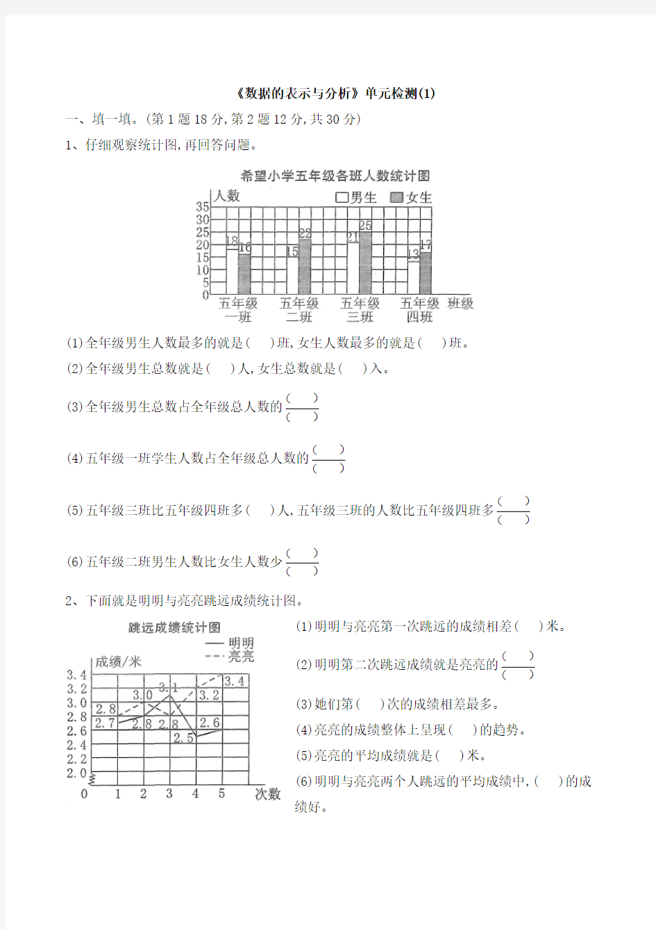 《数据的表示和分析》单元检测1