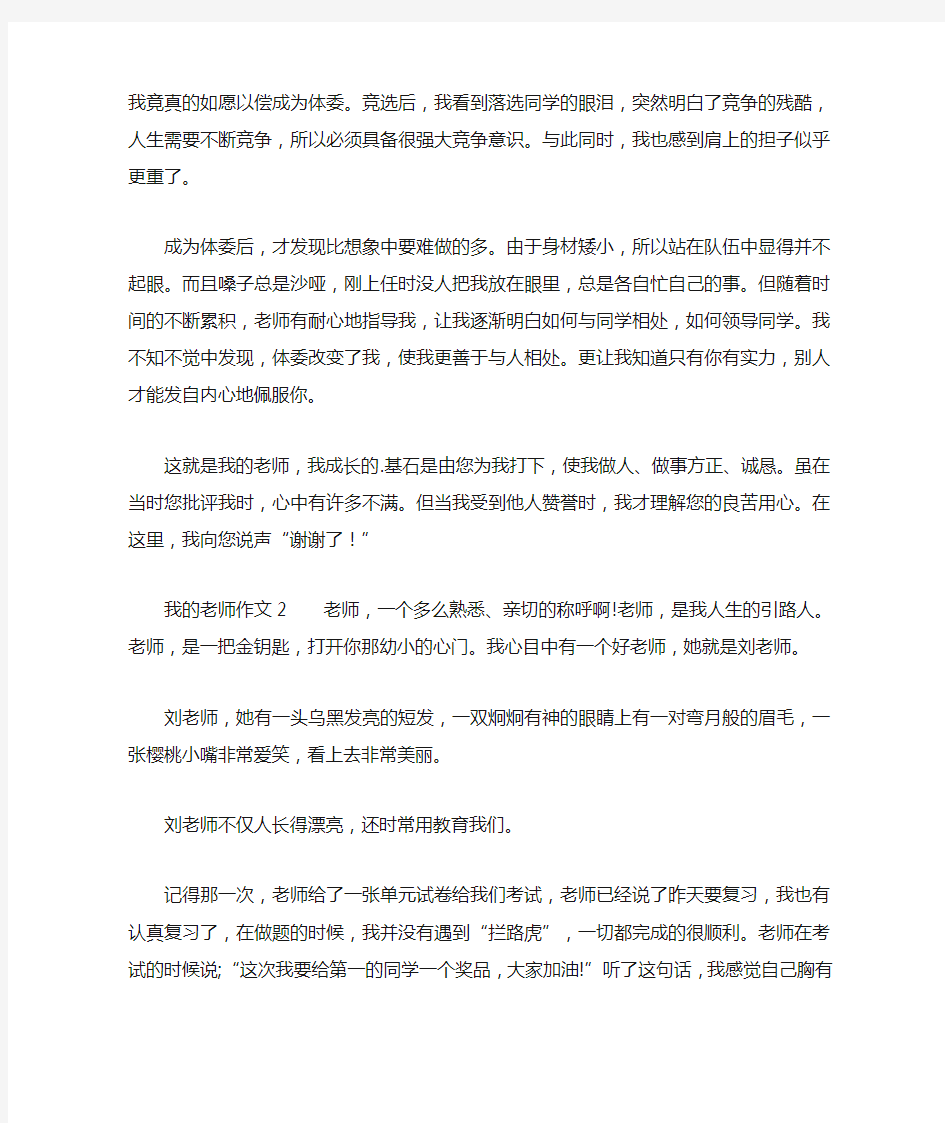 我的老师作文范文(精选3篇)