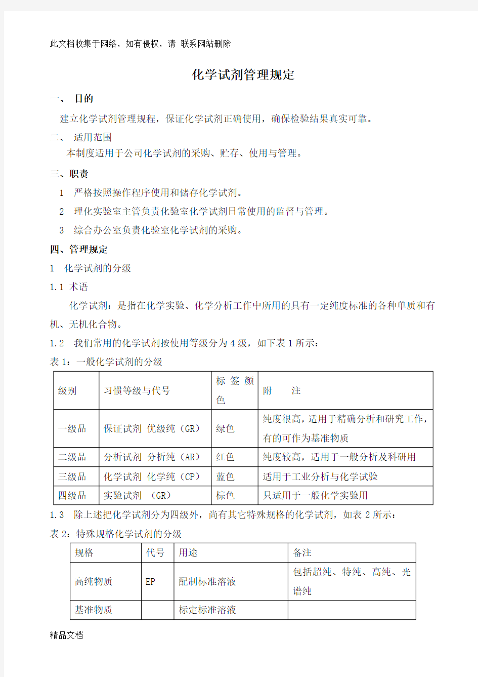 最新整理化学试剂管理制度教学文稿