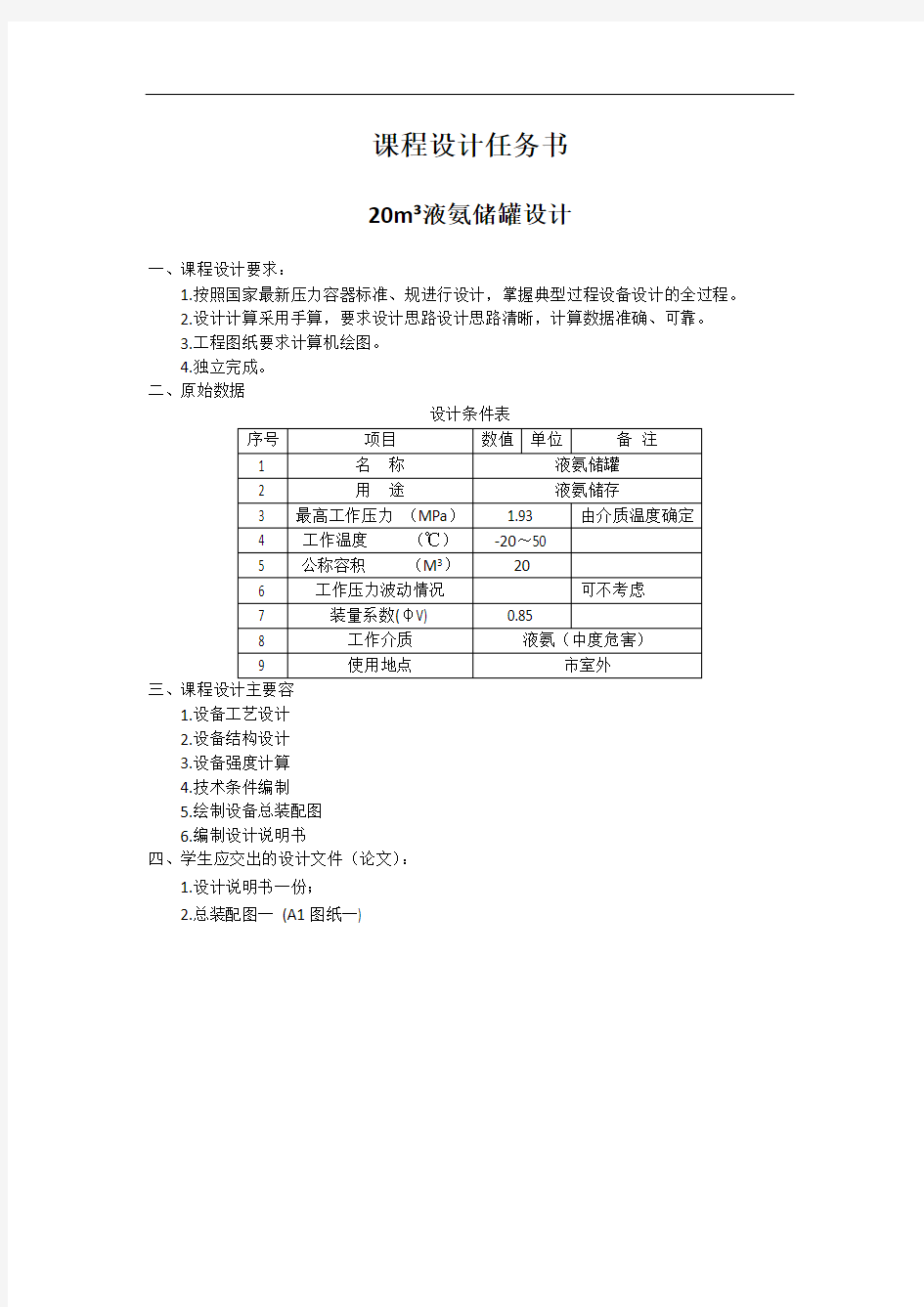 20立方米液氨储罐设计说明书