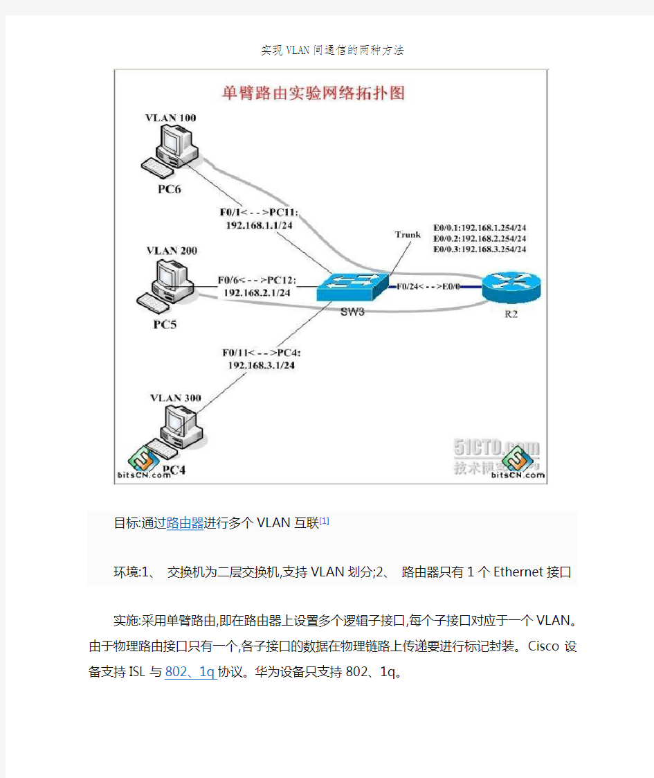 实现VLAN间通信的两种方法