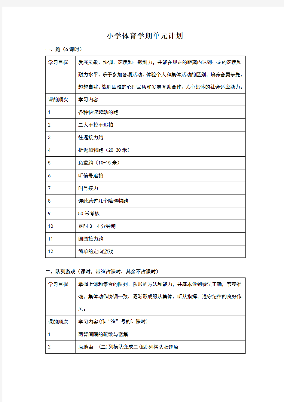 小学体育教案全集全部