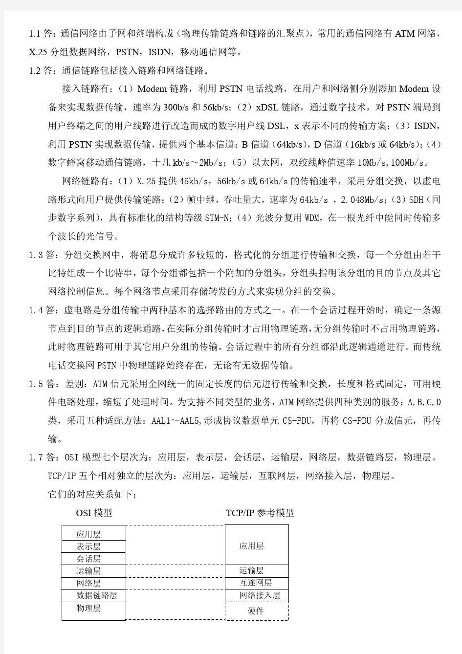 通信网络基础 盛敏 课后习题答案