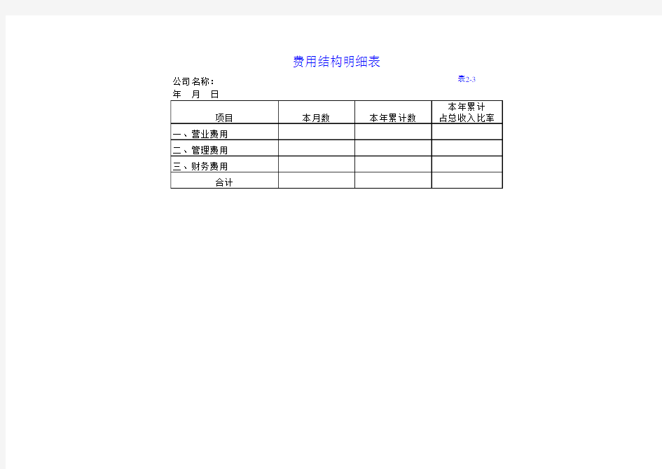 财务报表及明细表大全