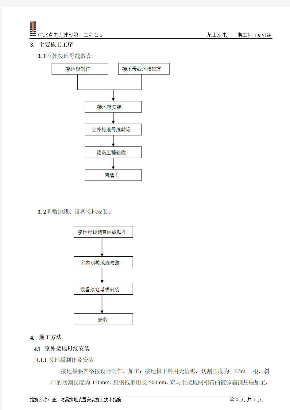 全厂防雷接地装置安装施工技术措施(新2)