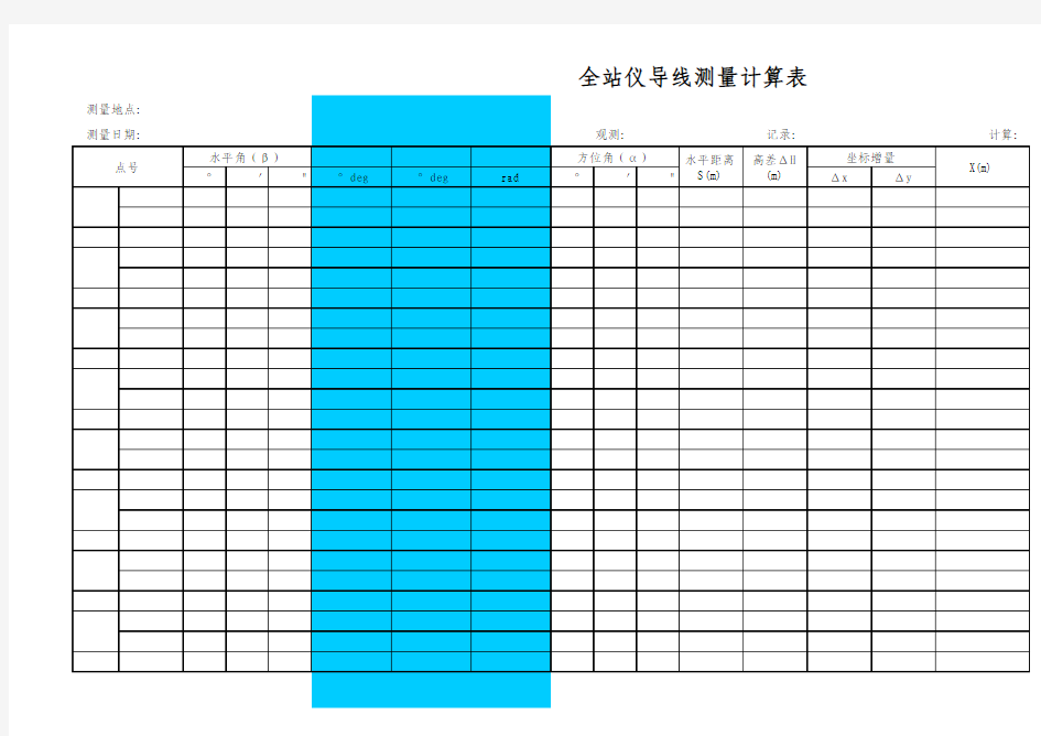 全站仪导线测量计算表