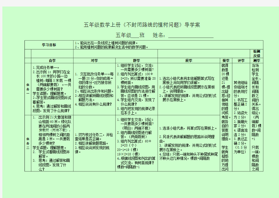 《植树问题1》导学案