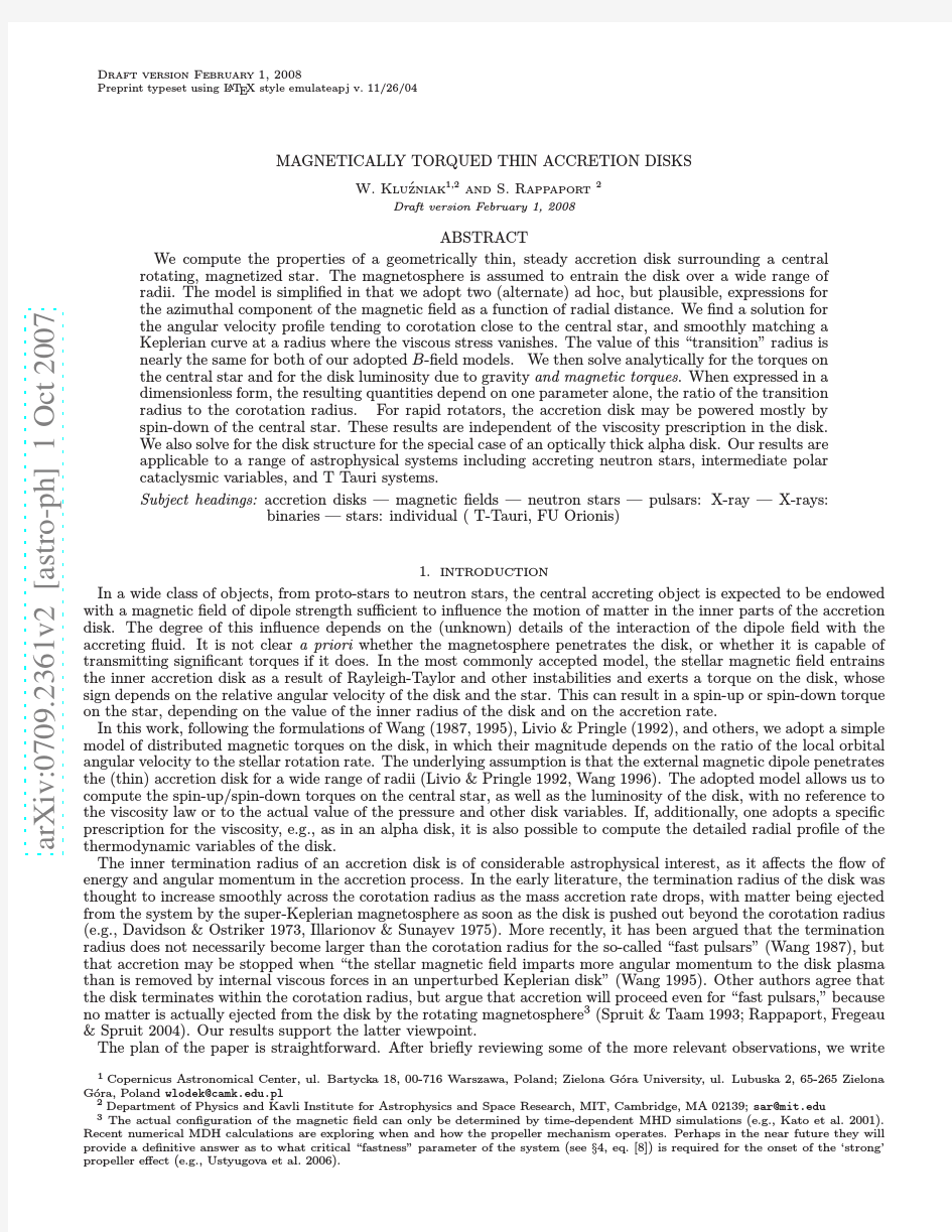 Magnetically Torqued Thin Accretion Disks