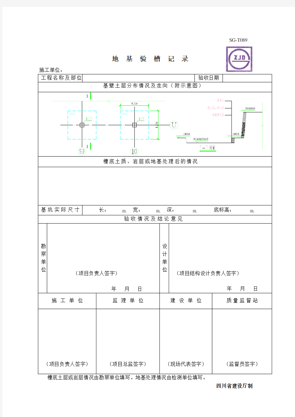 地基验槽记录