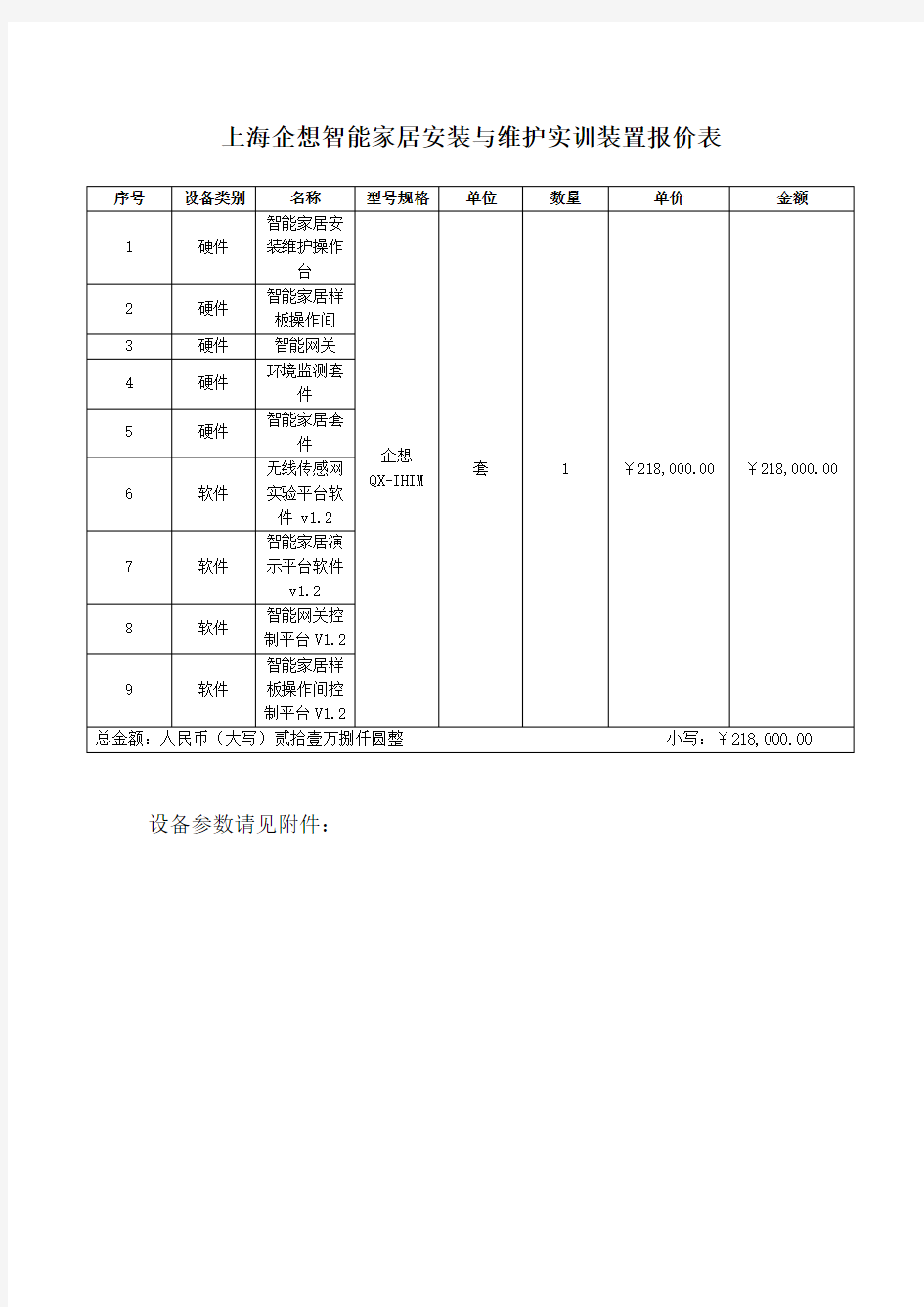 智能家居安装与维护 项目清单及价格