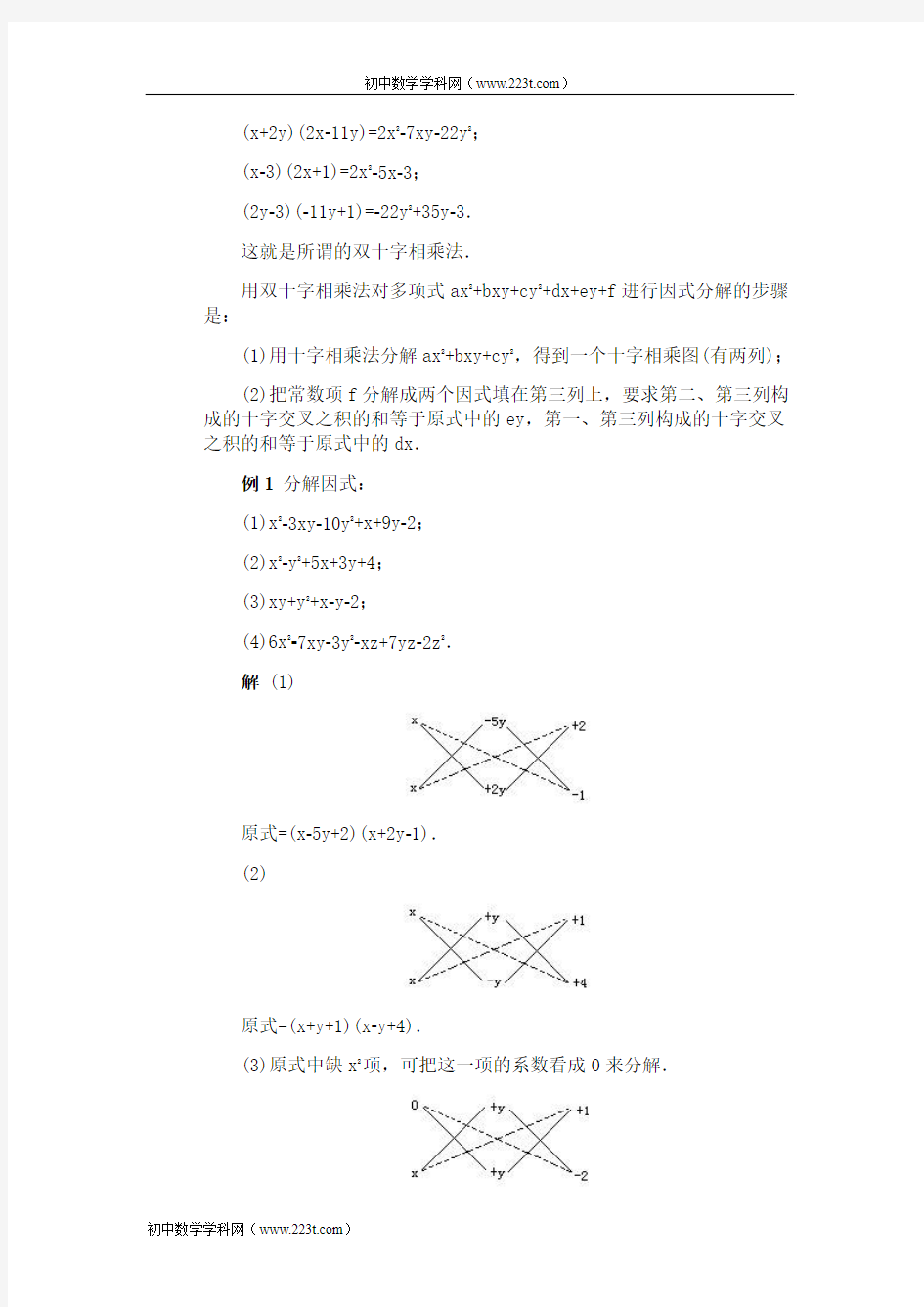 全国初中数学竞赛辅导(初2)第02讲_因式分解(2)