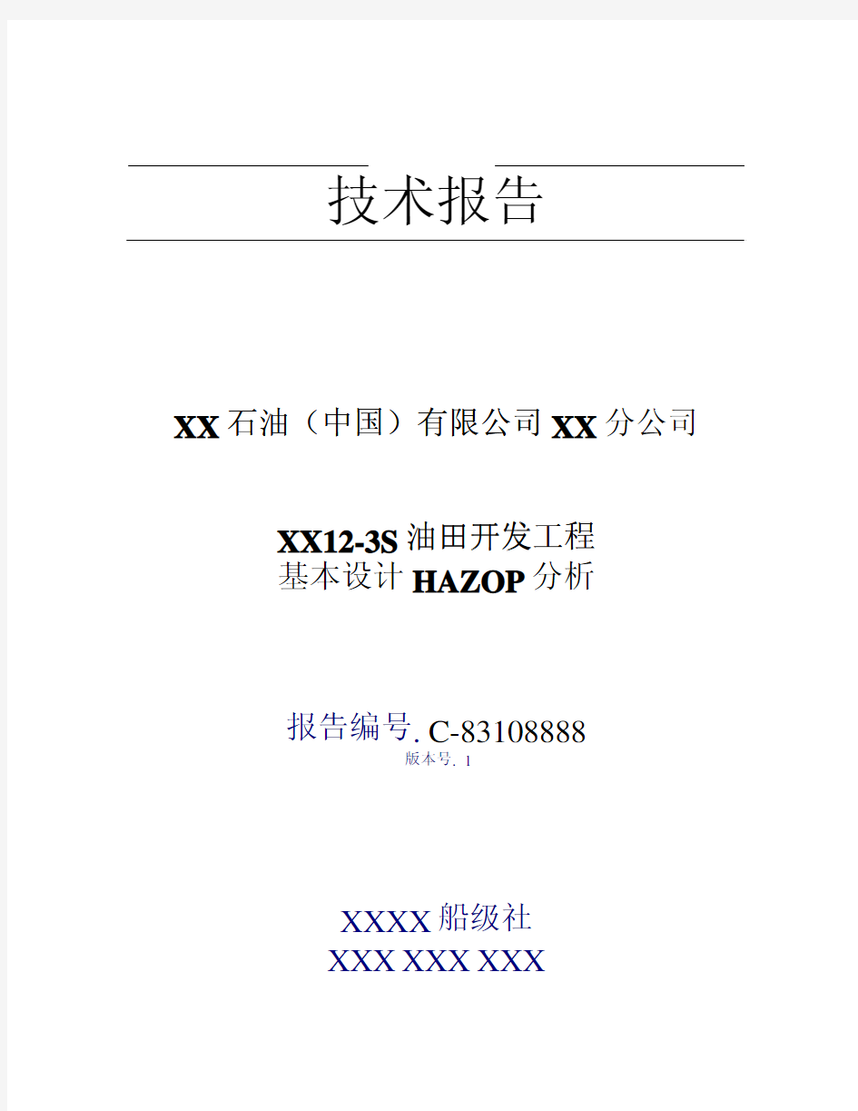 HAZOP 分析技术报告-中文