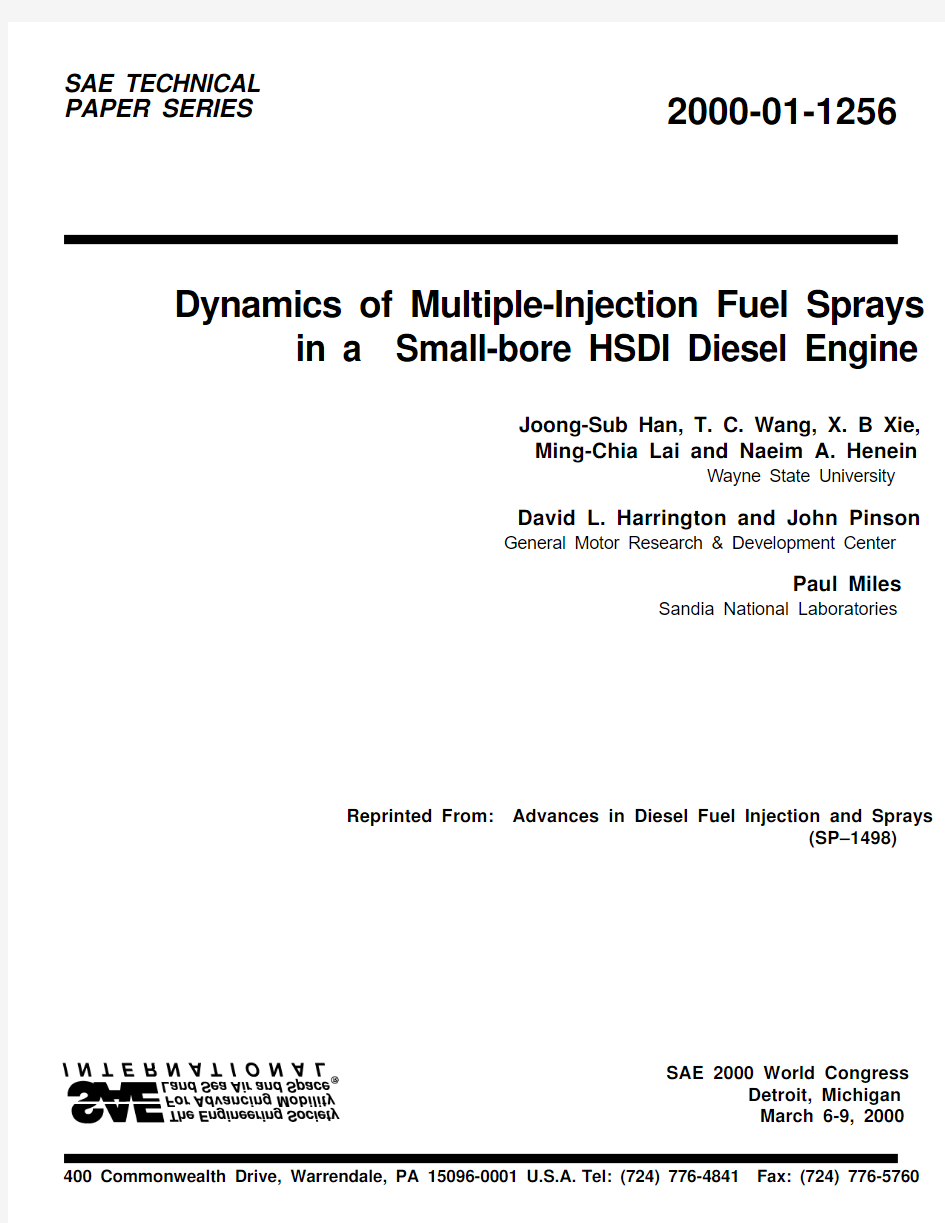 Dynamics of Multiple-Injection Fuel Sprays in a Small-bore HSDI Diesel Engine