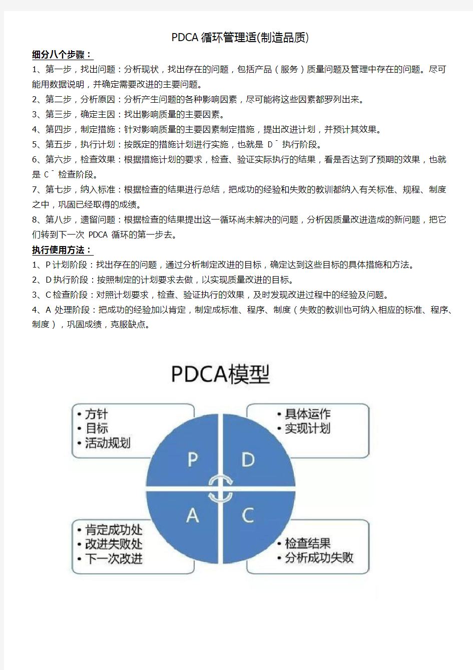 PDCA循环管理办法