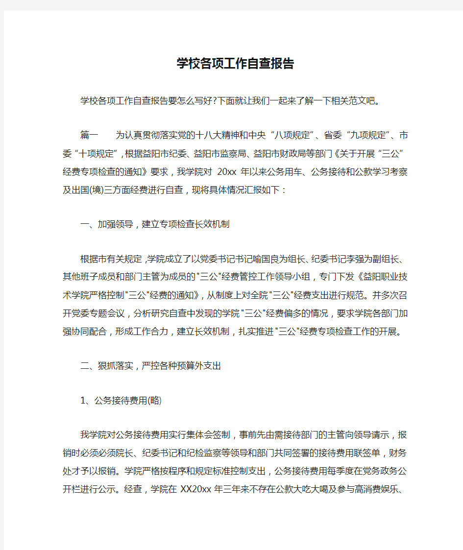 学校各项工作自查报告