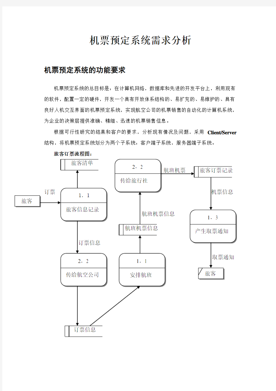 预定系统需求分析说明书