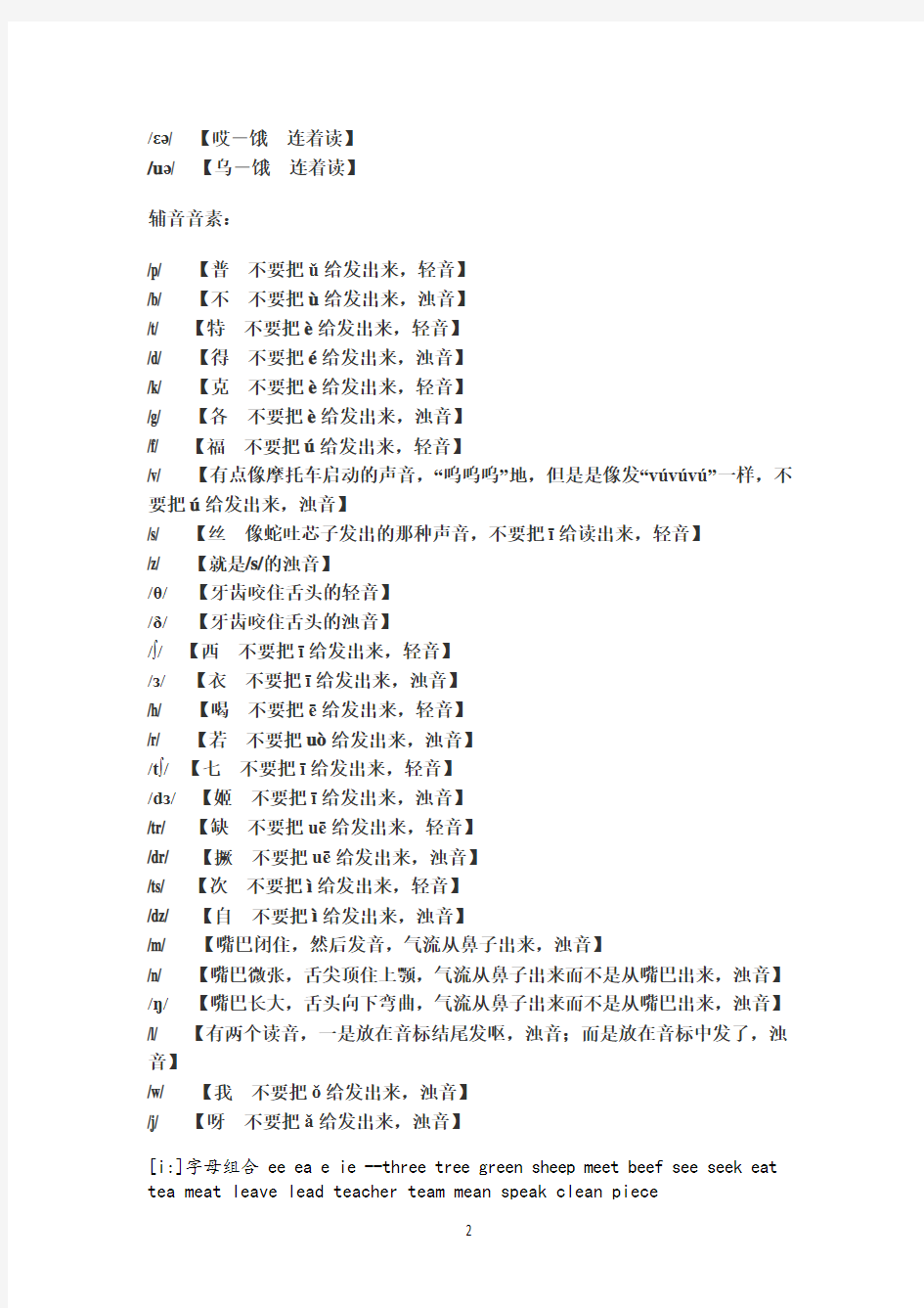 (完整)英语48个音标中文谐音读法大全(2),推荐文档