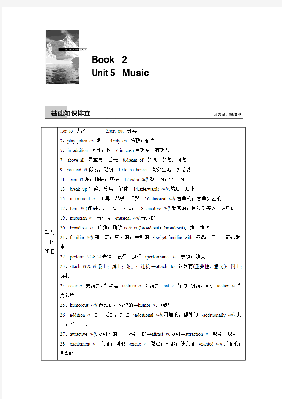 【人教版】2016届高三英语大一轮复习《Book 2 Unit 5 Music》文档 (含解析)