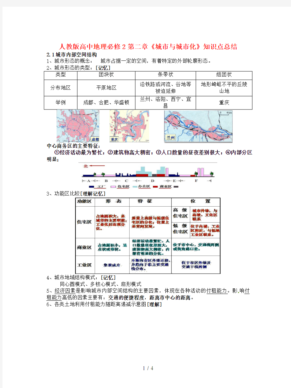 人教版高中地理必修2第二章《城市与城市化》知识点总结