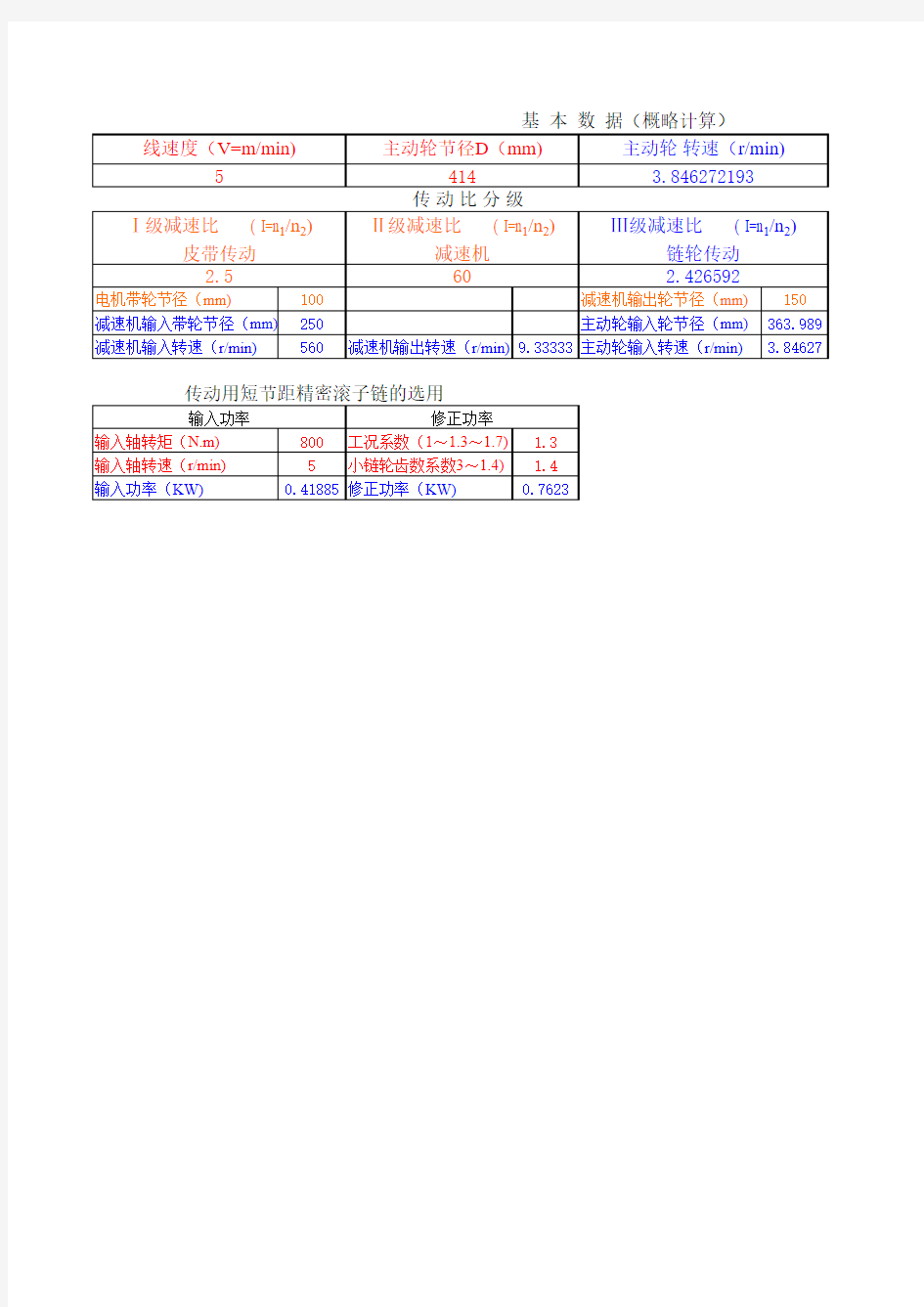 传动减速比计算公式