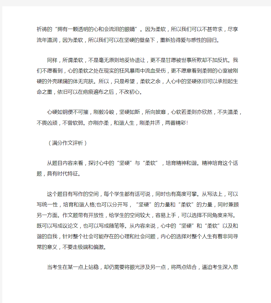 2021年上海高考满分作文：坚硬与柔软