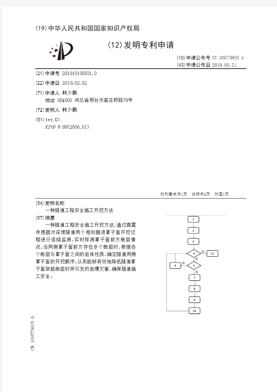 【CN109779635A】一种隧道工程安全施工开挖方法【专利】