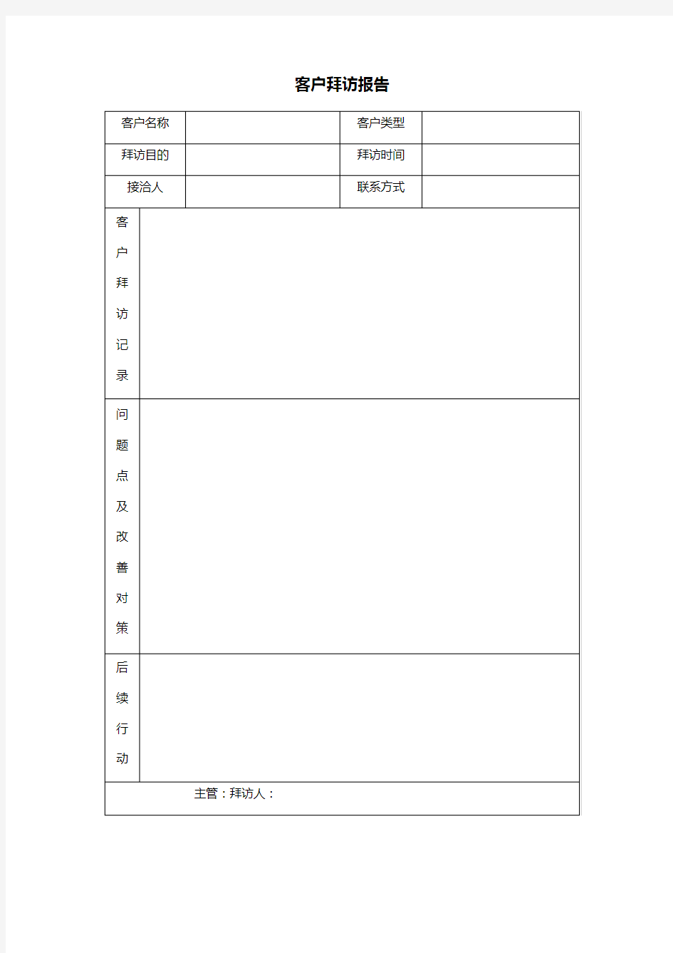 客户拜访报告表