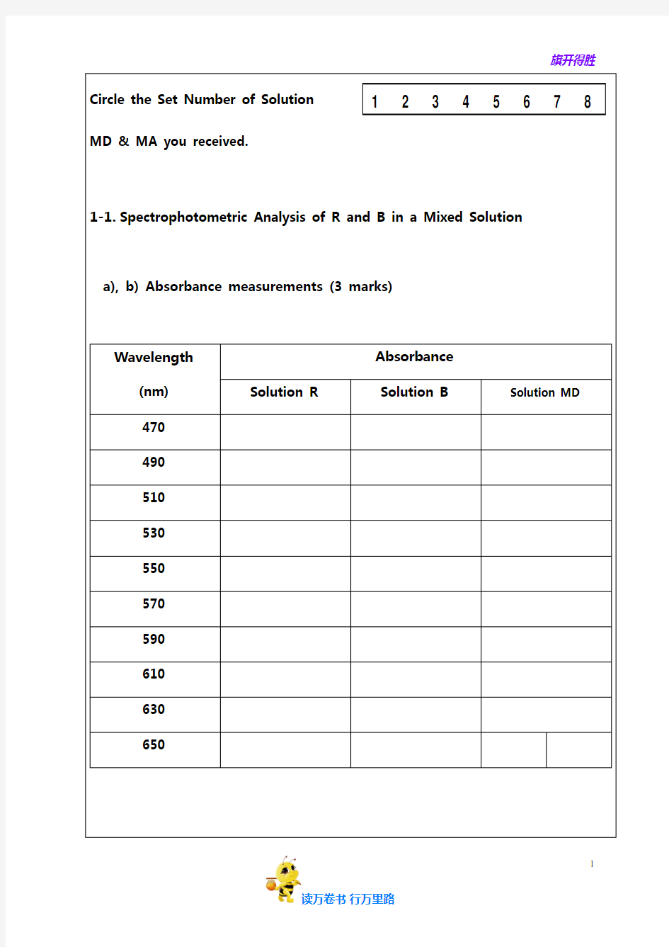 国际化学奥林匹克竞赛——41stIChO Practical Answer